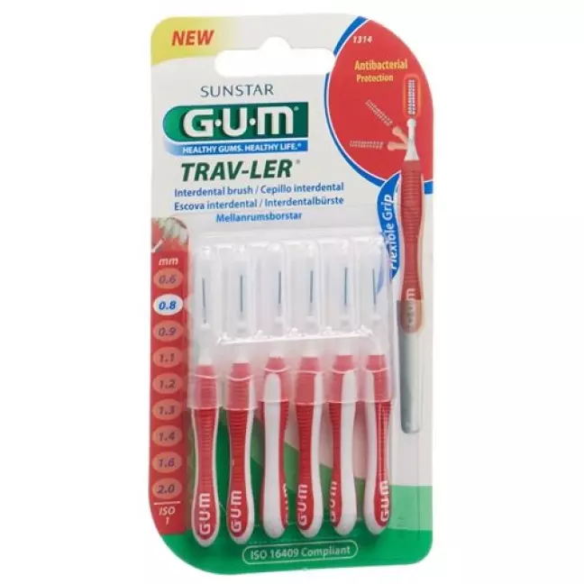 GUM SUNSTAR Proxabrush Trav-Ler ISO-Norm 1 0,8 мм циліндрична червона 6