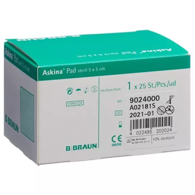 Компрес флісовий Askina Pad 5смх5см пакет стерильний 25 шт Компрес флісовий Askina Pad 5смх5см пакет стерильний 25 шт