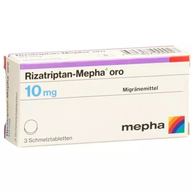 Rizatriptan Mepha Oro 10 mg 12 Schmelz tablets Rizatriptan Mepha Oro 10 mg 12 Schmelz tablets