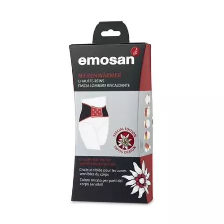 ниркова грілка emosan Velcro L black A з аплікацією Едельвейс ниркова грілка emosan Velcro L black A з аплікацією Едельвейс