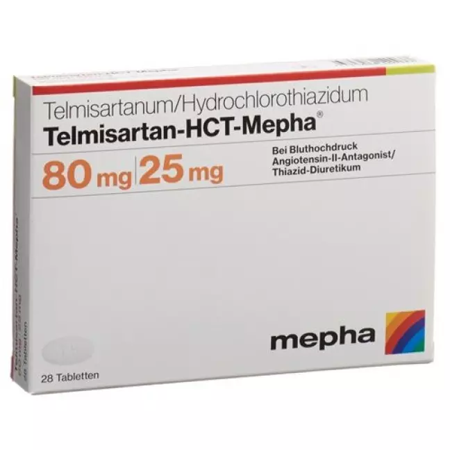 Телмісартан-НСТ-Мефа таблетки 80/25 мг 28 шт Телмісартан-НСТ-Мефа таблетки 80/25 мг 28 шт