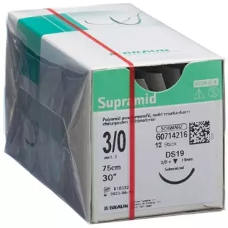 СУПРАМІД 75см DS 19 3-0 чорний 12 шт