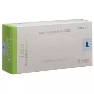 Оглядові рукавички cosaLine L latex satin white без пудри 1