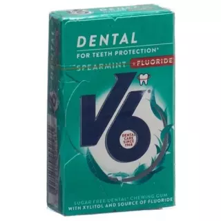 Жувальна гумка V6 Dental Care Spearmint + Fluoride Box