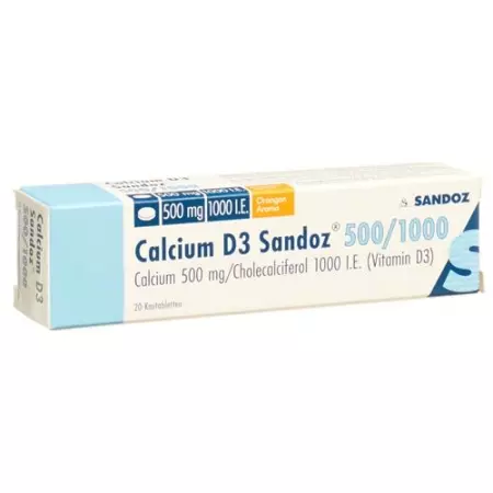 Кальцій D3 Sandoz Kautabl 500/1000 20 шт Кальцій D3 Sandoz Kautabl 500/1000 20 шт