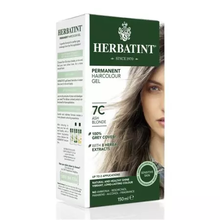 Гель-фарба для волосся HERBATINT 7C попелястий блонд 150 мл
