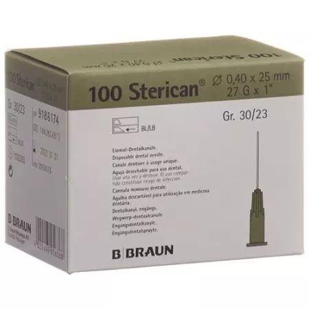 Голка STERICAN Dent 27G 0,4х25 мм сіра 100 шт Голка STERICAN Dent 27G 0,4х25 мм сіра 100 шт