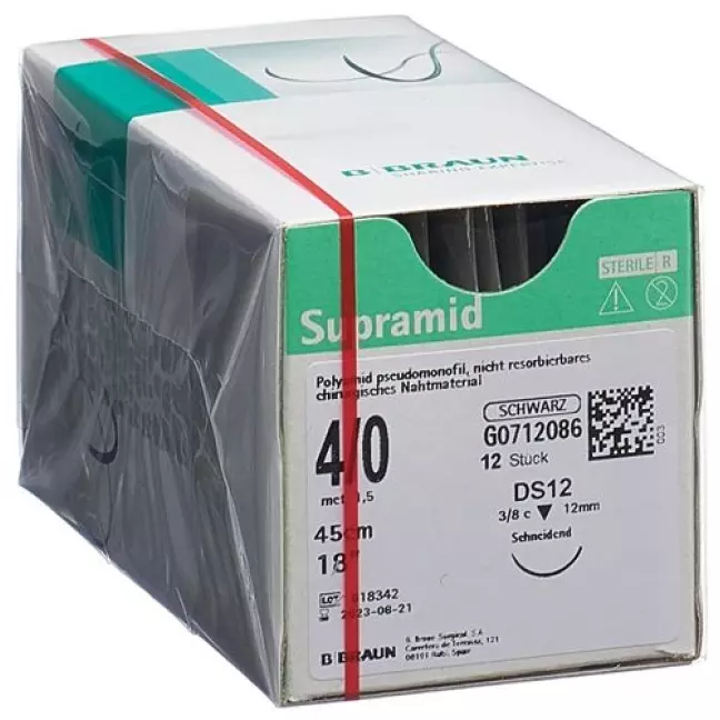 Supramid 45см Dose 12 4-0 Schwarz 12 штук Supramid 45см Dose 12 4-0 Schwarz 12 штук