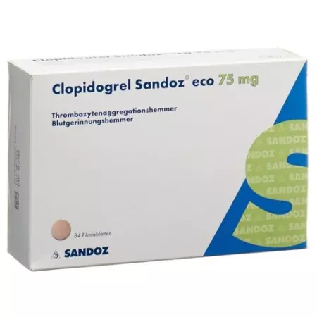 Clopidogrel Sandoz eco film таблетки 75 мг 84 шт Clopidogrel Sandoz eco film таблетки 75 мг 84 шт