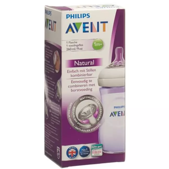 Пляшка Avent Philips Naturnah 260 мл фіолетова Пляшка Avent Philips Naturnah 260 мл фіолетова