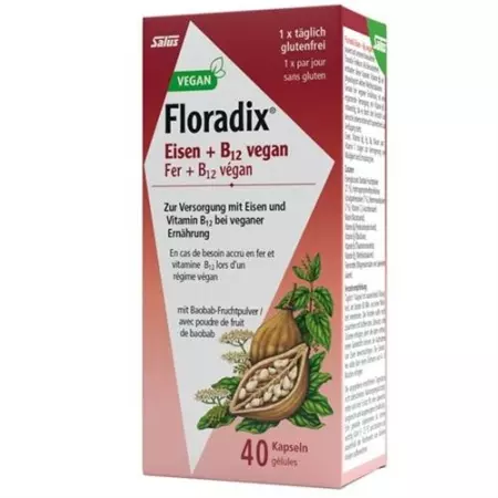 Floradix VEGAN залізо + вітамін В12 капсули 40 шт