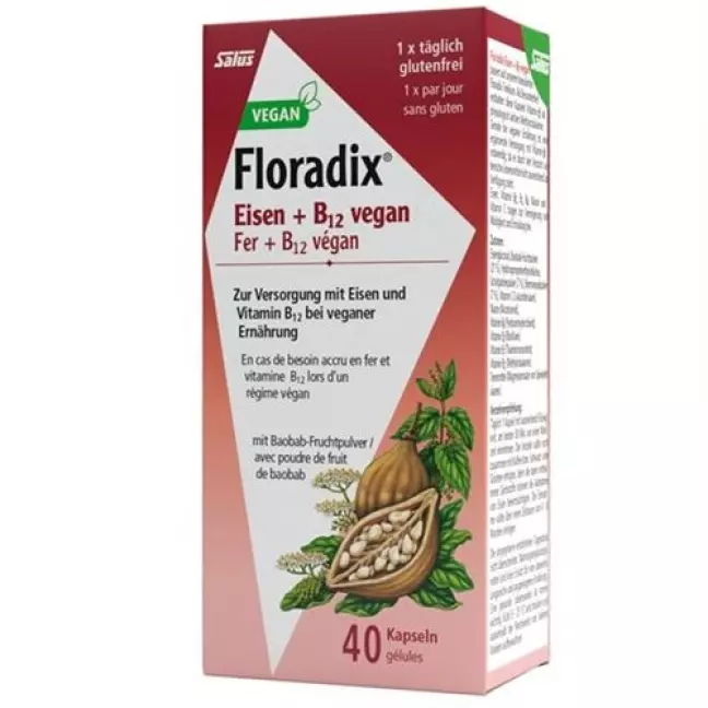 Floradix VEGAN залізо + вітамін В12 капсули 40 шт