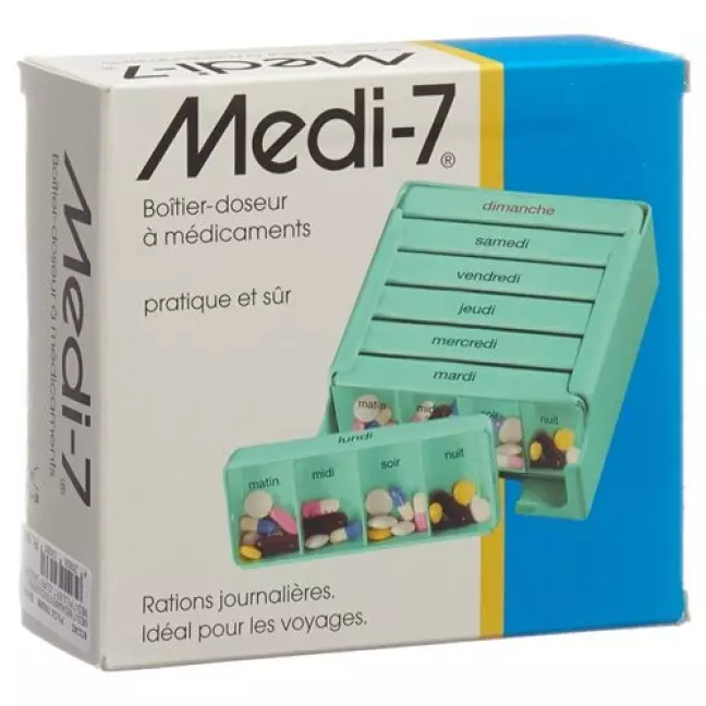 SAHAG Medi-7 Medidosierer 7 днів 4 відділення бірюзовий F