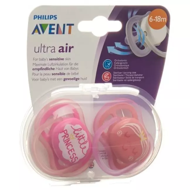Соска Avent Philips ultra air 6-18 місяців Deco Girl 2 шт