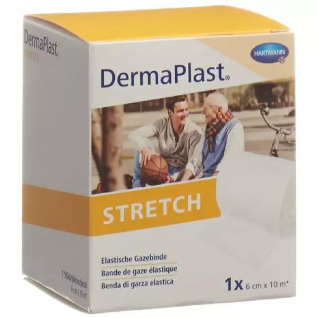 Бинт марлевий еластичний DermaPlast STRETCH 6смх10м білий Бинт марлевий еластичний DermaPlast STRETCH 6смх10м білий