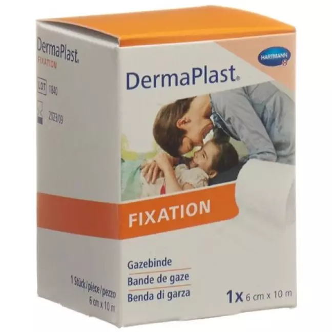 Пов'язка марлева DermaPlast з фіксованими краями 6х10м