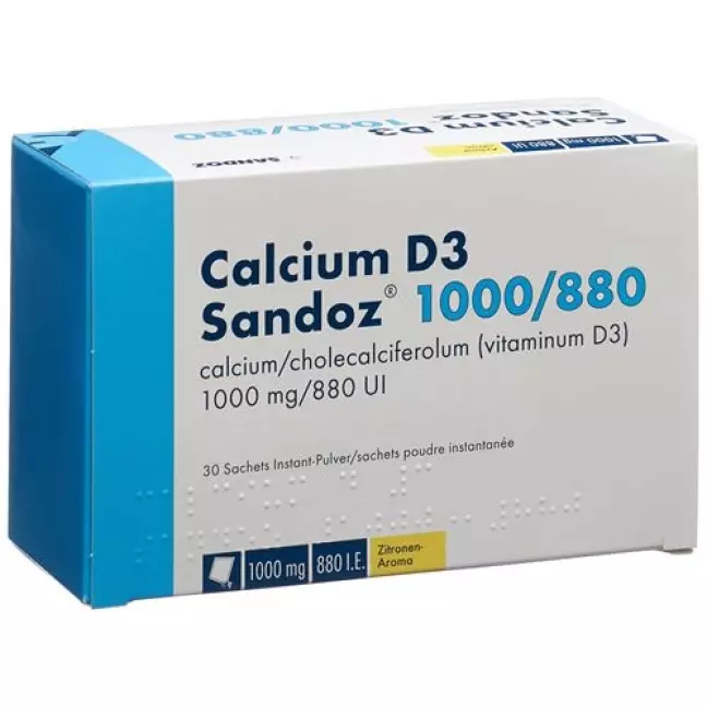 Кальцій D3 Sandoz Plv 1000/880 пакет 30 шт Кальцій D3 Sandoz Plv 1000/880 пакет 30 шт