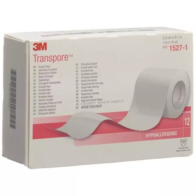 3M Transpore фиксирующий пластырь 25мм x 9.14m прозрачный 12 штук