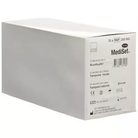 Тампони Mediset круглі 4 см стерильні 30 пакетиків 2 шт Тампони Mediset круглі 4 см стерильні 30 пакетиків 2 шт
