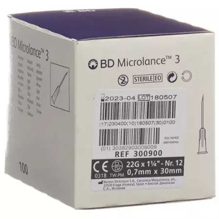 Канюля ін'єкційна BD Microlance 3 0,70х30 мм чорна 100 шт Канюля ін'єкційна BD Microlance 3 0,70х30 мм чорна 100 шт