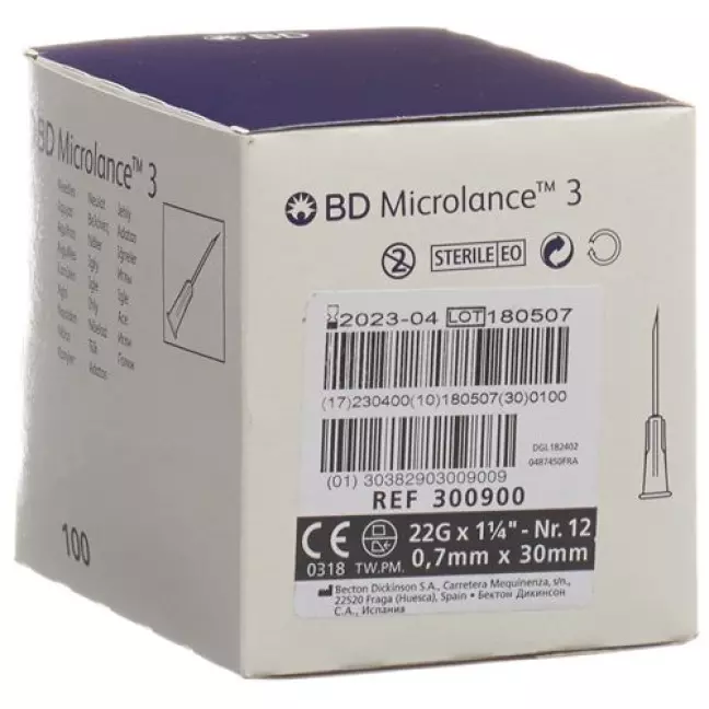 Канюля ін'єкційна BD Microlance 3 0,70х30 мм чорна 100 шт Канюля ін'єкційна BD Microlance 3 0,70х30 мм чорна 100 шт