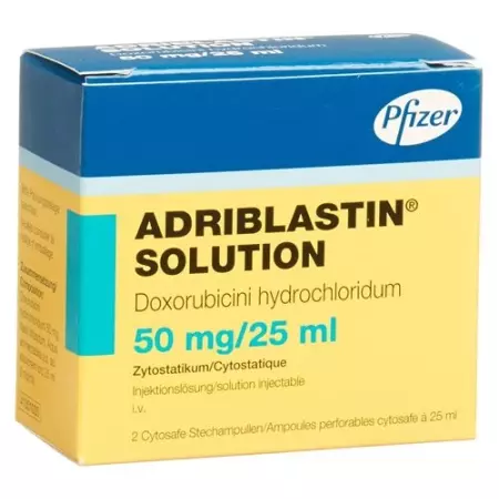 Adriblastin Solution Inj Lös 50 мг/25 мл 2 Cytosafe 25 мл