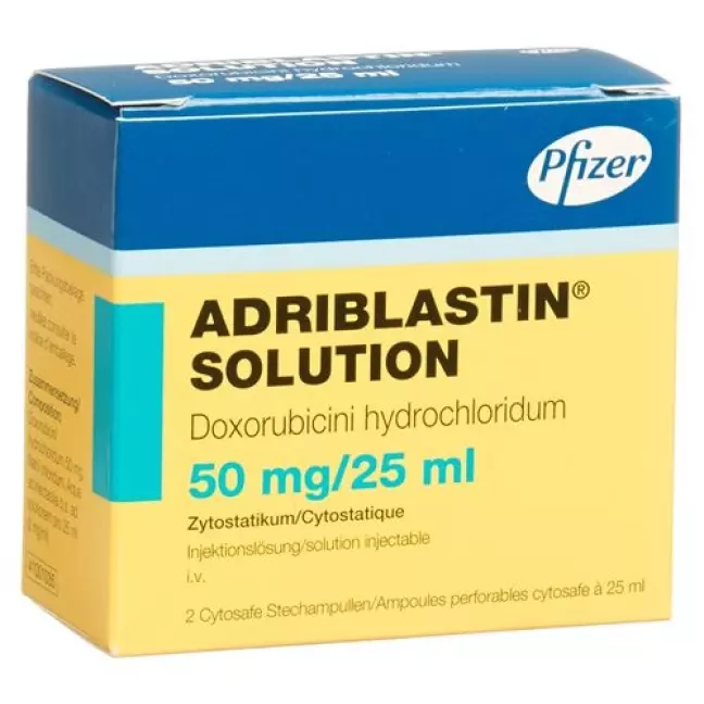 Adriblastin Solution Inj Lös 50 мг/25 мл 2 Cytosafe 25 мл