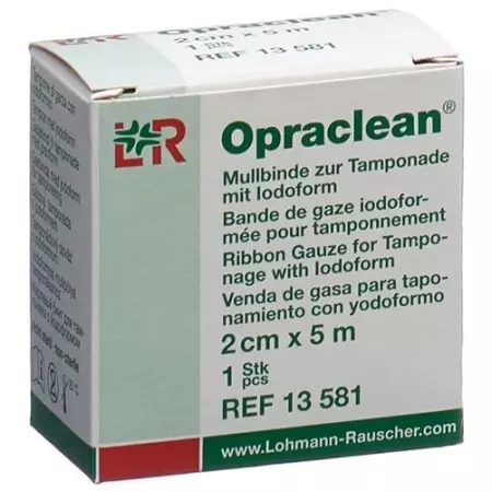 Марлева пов'язка Opraclean для тампонади Йодоформом 2см х 5м Марлева пов'язка Opraclean для тампонади Йодоформом 2см х 5м