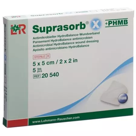 Suprasorb X + PHMB HydroBalance ранова пов'язка 5х5см антимікробна Suprasorb X + PHMB HydroBalance ранова пов'язка 5х5см антимікробна