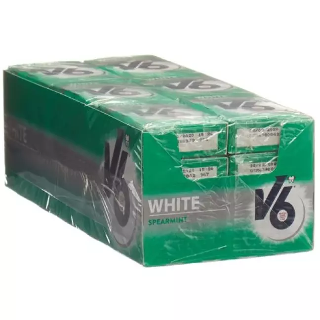 Біла жувальна гумка V6 Spearmint 24 Box