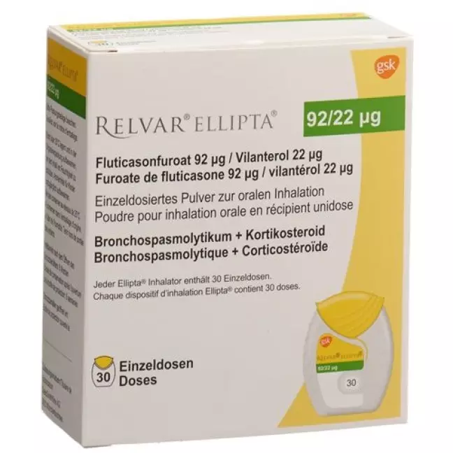 Relvar Ellipta Pulver 92 mcg/22 mcg 30 Dosen Relvar Ellipta Pulver 92 mcg/22 mcg 30 Dosen