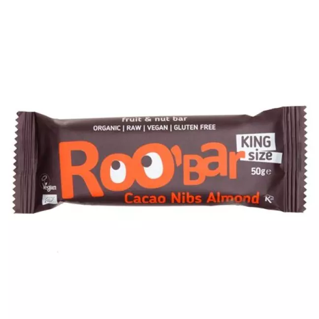 Батончики Roobar сирі какао та мигдаль 16 х 50 г Батончики Roobar сирі какао та мигдаль 16 х 50 г