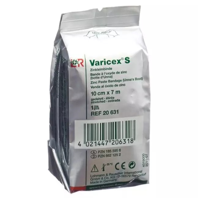 Пов'язка з цинковою пастою VARICEX S 10смx7м Пов'язка з цинковою пастою VARICEX S 10смx7м