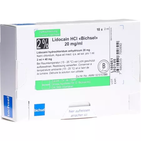 Lidocaine HCl Bichsel 2% Inj Lös 40 мг/2 мл 10 ампер 2 мл