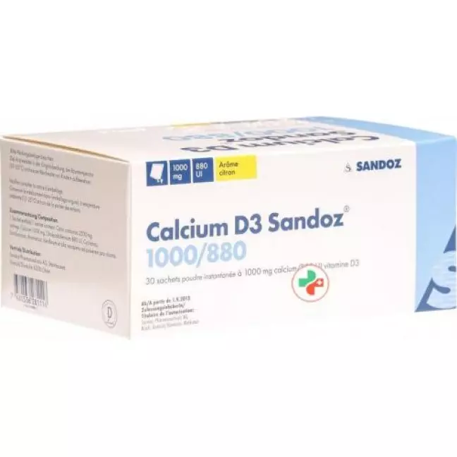 Кальцій D3 Sandoz Plv 1000/880 пакет 30 шт Кальцій D3 Sandoz Plv 1000/880 пакет 30 шт