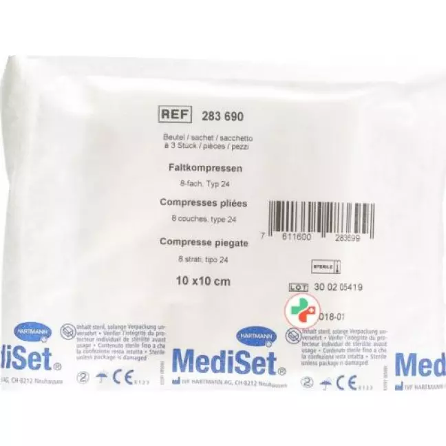 MediSet Faltkompressen Typ 24 8-fach 10x10см 3 штуки MediSet Faltkompressen Typ 24 8-fach 10x10см 3 штуки