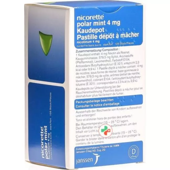 Жувальні відкладення Nicorette Polar Mint 4 мг 105 шт Жувальні відкладення Nicorette Polar Mint 4 мг 105 шт