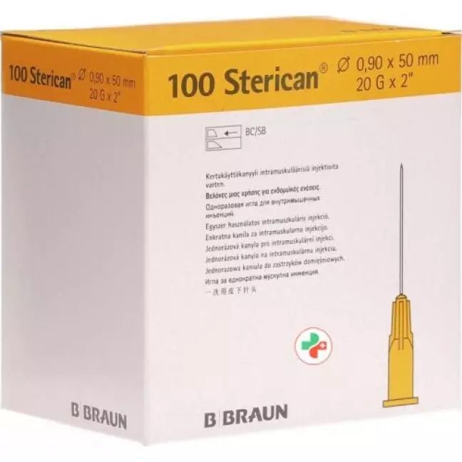 Голка STERICAN 20G 0,90х50мм Люер жовта Голка STERICAN 20G 0,90х50мм Люер жовта