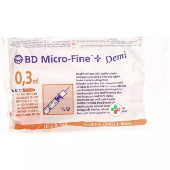 BD Microfine+ Demi U100 Insulin Spritzen 0.30мм x 8мм 100x 0.3мл