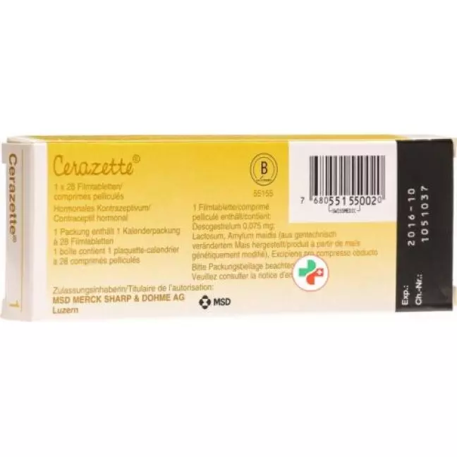 Cerazette плівка таблетки 0,075 мг 28 шт Cerazette плівка таблетки 0,075 мг 28 шт