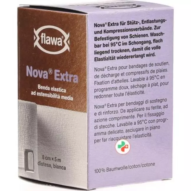 Бинт FLAWA NOVA EXTRA середнього натягу 8см х 5м білий Бинт FLAWA NOVA EXTRA середнього натягу 8см х 5м білий