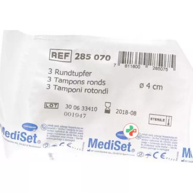 Тампони Mediset круглі 4 см стерильні 30 пакетиків 3 шт Тампони Mediset круглі 4 см стерильні 30 пакетиків 3 шт