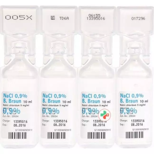 NaCl B. Розчин-носій Braun 0,9% 10 мл Mini Plasco connect 20 шт