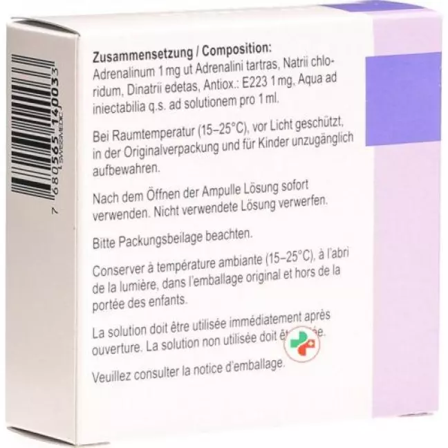 Adrenaline Amino Inj Lös 1 mg/ml 10 Amp 1 ml Adrenaline Amino Inj Lös 1 mg/ml 10 Amp 1 ml
