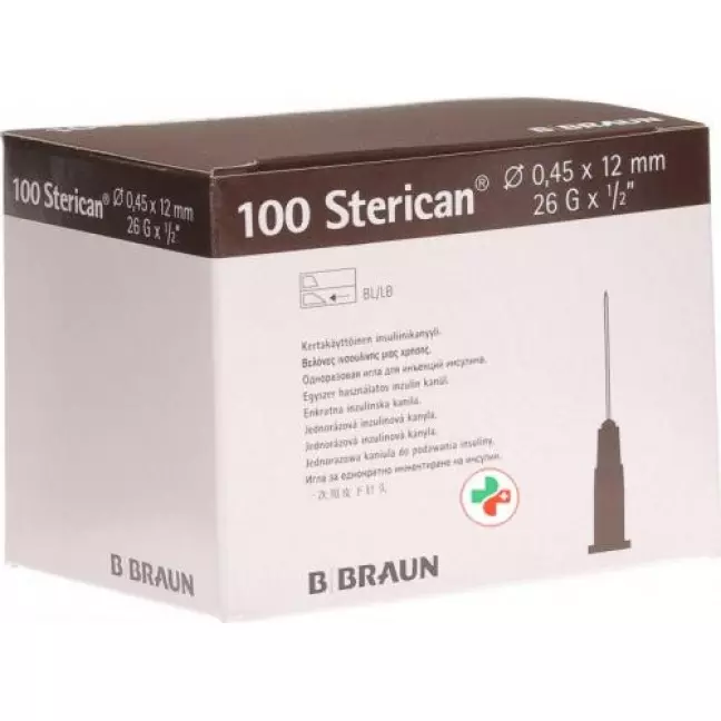 Голка STERICAN 26G 0,45x12мм коричнева Luer 100 шт