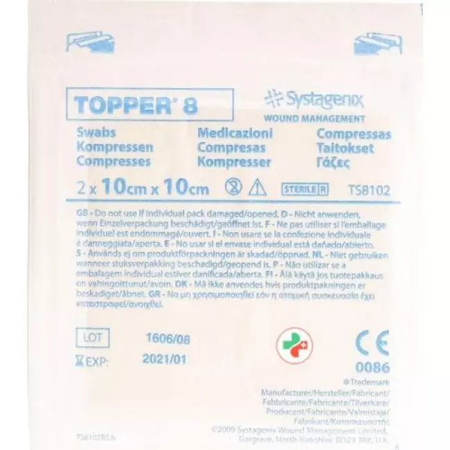 Topper 8 Einmal-Kompressen 10x10см стерильный 75 пакетиков a 2 штуки