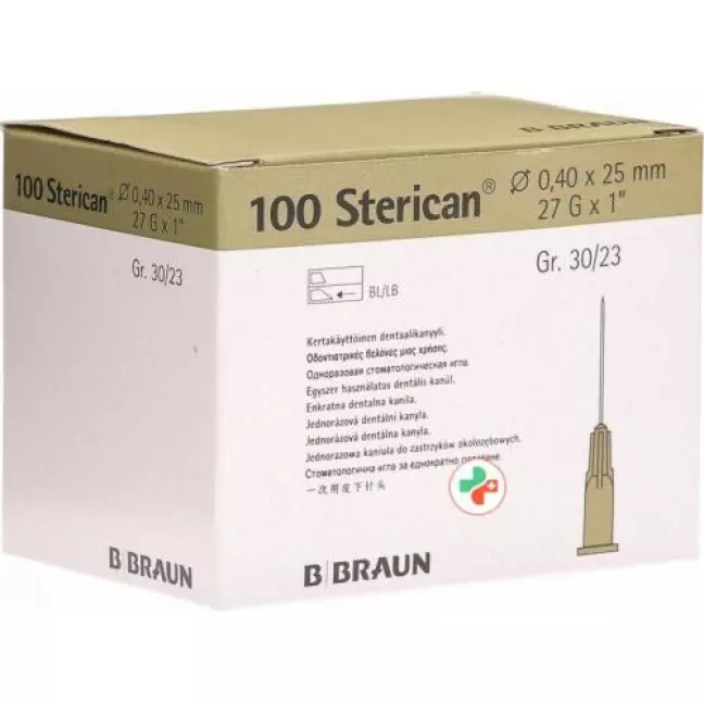 Голка STERICAN Dent 27G 0,4х25 мм сіра 100 шт Голка STERICAN Dent 27G 0,4х25 мм сіра 100 шт