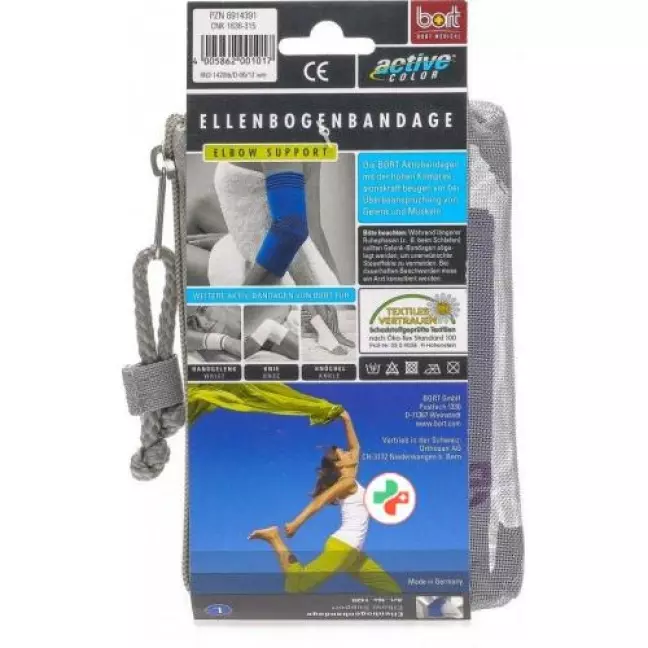 Бинт для ліктя Bort ActiveColor L +28см синій Бинт для ліктя Bort ActiveColor L +28см синій