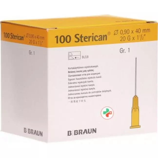Голка STERICAN 20G 0,90x40мм жовта Luer 100 шт