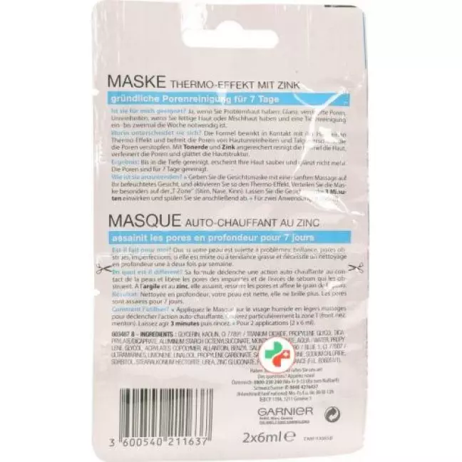 Garnier Pure Maske mit Thermo-Effekt 2x 6мл Garnier Pure Maske mit Thermo-Effekt 2x 6мл